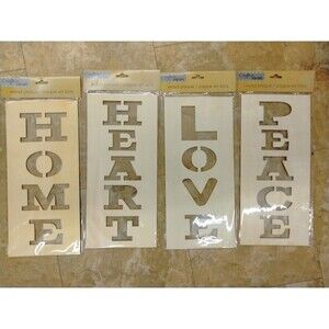 Crafter's Square Lot Of 4 MDF DIY Wooden Plaques/Stencils (Love, Heart, Home)